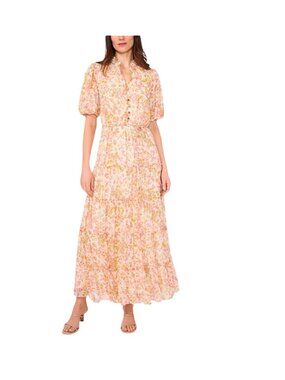 Floral Maxi Dress With Puff Sleeves & Tiered Skirt By Sam And Jess Size 1X boho